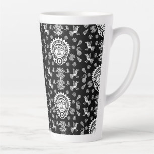 Taza De Café Latte Decoración artística azteca mexicana en casa