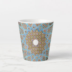 Taza De Café Latte Decoración oriental elegante de estilo árabe azul 
