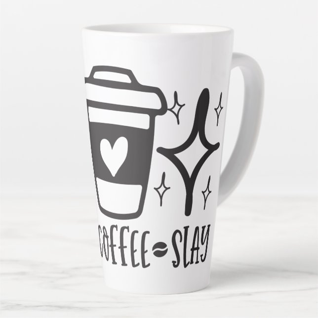Taza De Café Latte Dedique el día con el café (Ángulo derecho)