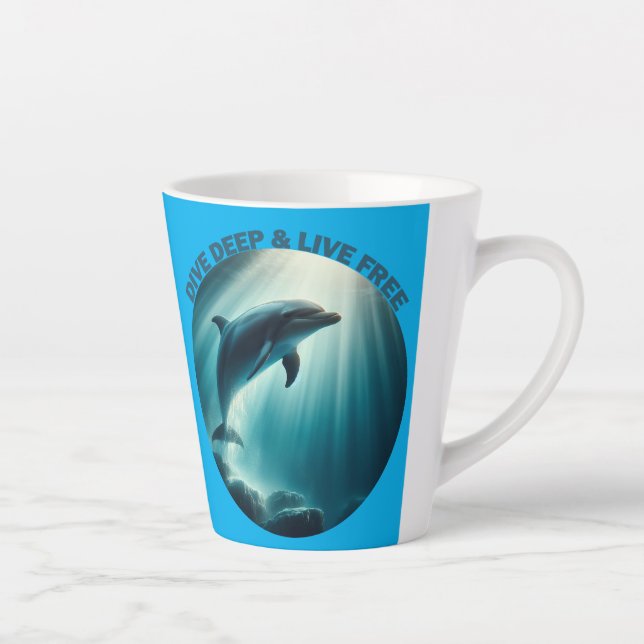 Taza De Café Latte Deep Live Free Dolphin (Derecha)