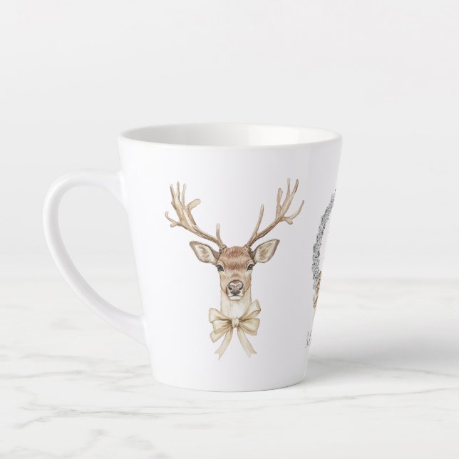 Taza De Café Latte Deer con Navidades Bow (Izquierda)