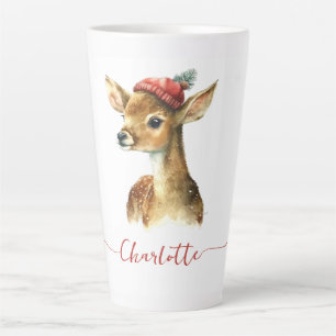 Taza De Café Latte Deer de Navidades personalizados de color de agua