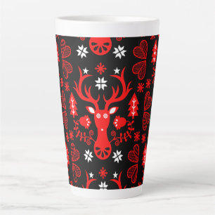 Taza De Café Latte Deer de Navidades rojos escandinavos