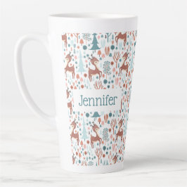 Taza De Café Latte Deer lindo en Navidades singulares de patrones for