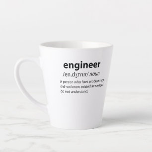 Taza De Café Latte Definición de diccionario divertida de ingeniero