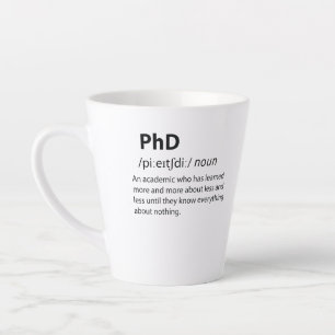 Taza De Café Latte Definición de diccionario divertida de PhD