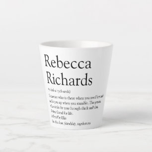 Taza De Café Latte Definición de mejor amigo Diversión en blanco y ne