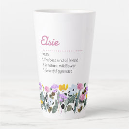 Taza De Café Latte Definición de nombre con un borde simple de flor s