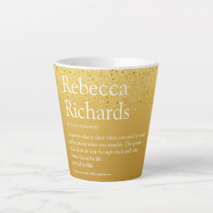 Taza De Café Latte Definición de nombre dorado brillo moderno diverti