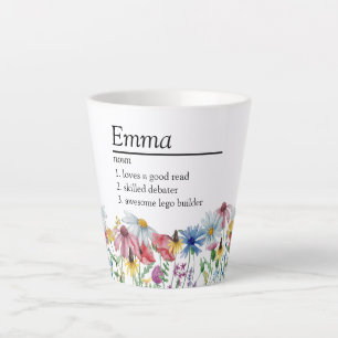 Taza De Café Latte Definición de nombre País Borde de flores silvestr