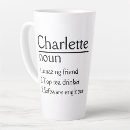 Taza De Café Latte Definición de nombre personalizada Latte Mug