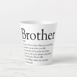 Taza De Café Latte Definición del Mejor Hermano del Mundo en Blanco y