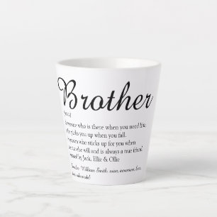 Taza De Café Latte Definición del mejor hermano divertida y elegante