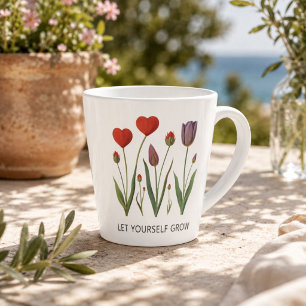 Taza De Café Latte Deja que Crezcan Tulipanes Florales en Forma de Co
