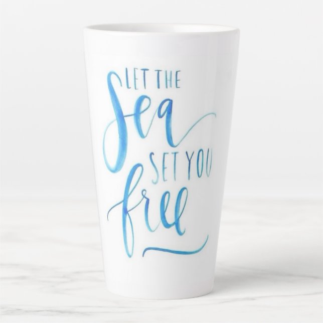 TAZA DE CAFÉ LATTE DEJA QUE EL MAR TE LIBERE (Anverso)