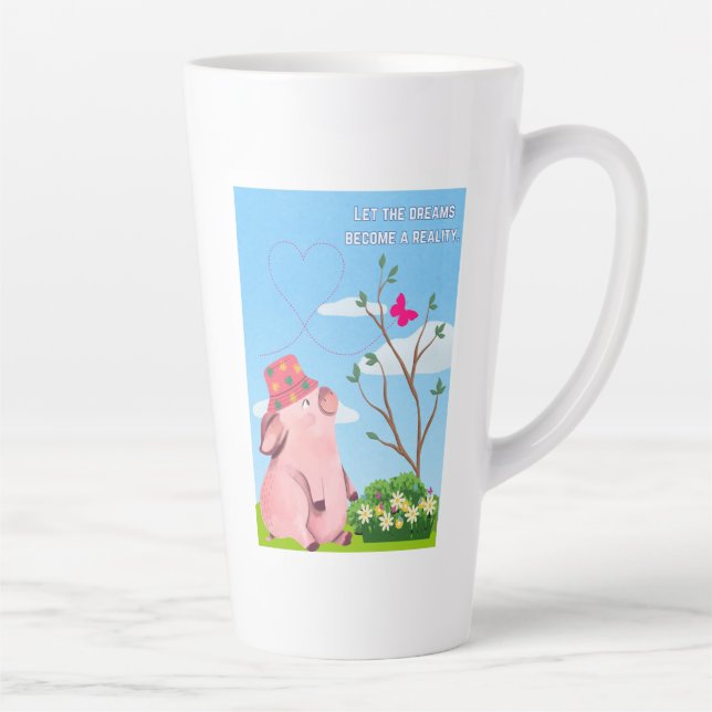 Taza De Café Latte deja que la cita del sueño-cerdo (Derecha)