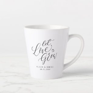 Taza De Café Latte "Dejar crecer el amor" moderno favores de boda cal