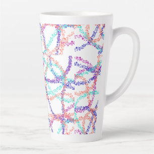 Taza De Café Latte Delantal con Impresión Total, Patrón colorido medi