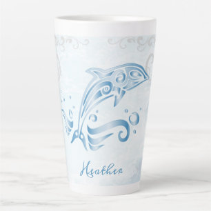 Taza De Café Latte Delfín azul latte peluca personalizada