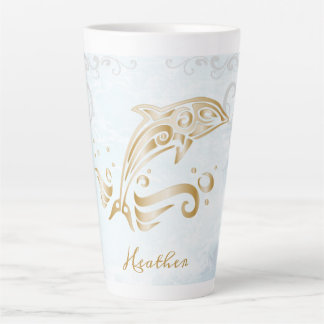 Taza De Café Latte Delfín dorado personalizado latte mug