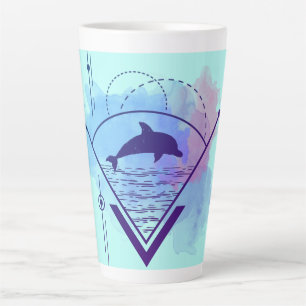 Taza De Café Latte Delfín geométrico moderno