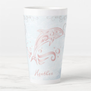 Taza De Café Latte Delfín rosado personalizado Latte Mug