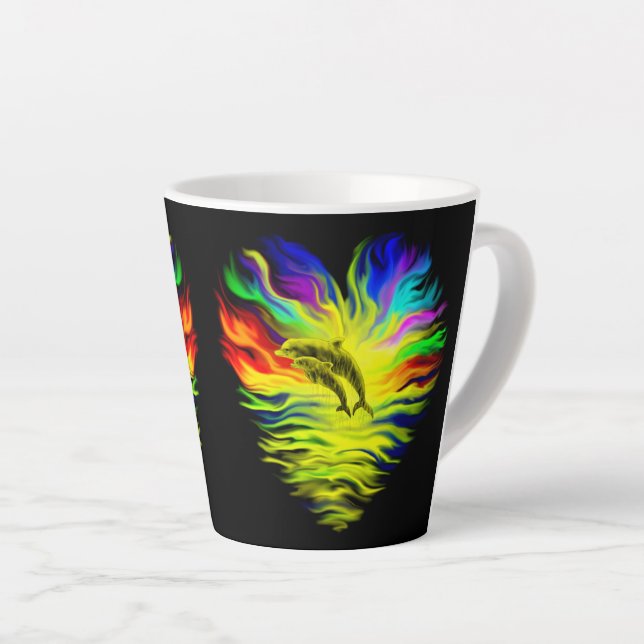 Taza De Café Latte Delfines al sol (Ángulo derecho)