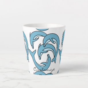 Taza De Café Latte Delfines azules circulando en círculos Thunder_Cov