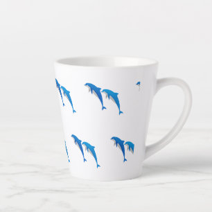 TAZA DE CAFÉ LATTE DELFINES GRIS Y AZULES DE VERANO