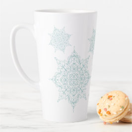 Taza De Café Latte Delicados copos de nieve azul claro