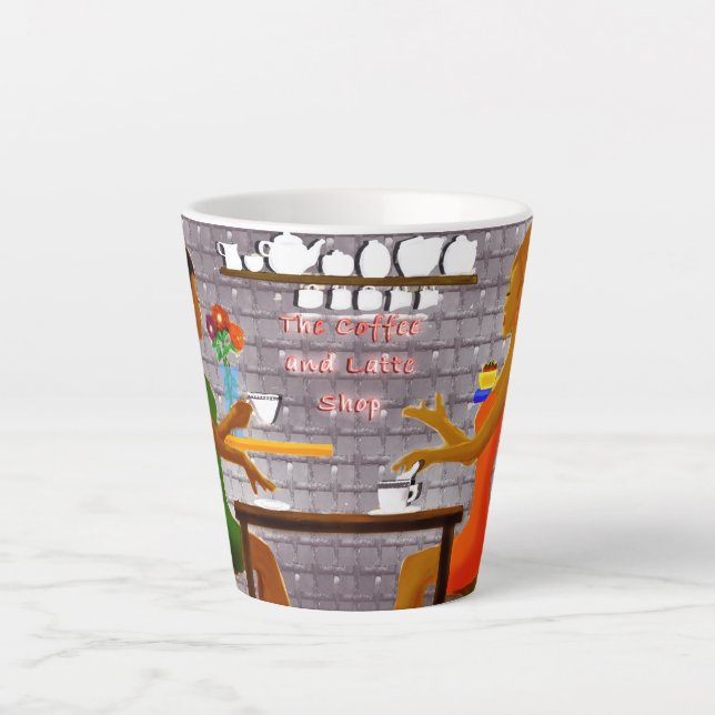 Taza De Café Latte Delicioso Café Con Una Copa De Amistad (Anverso)