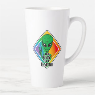 Taza De Café Latte Demasiado gay para la Tierra Funny OVNI alienígena