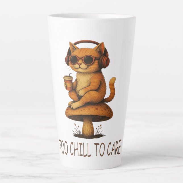 Taza De Café Latte Demasiado malo para preocuparse - Gato bajo-fierro (Anverso)