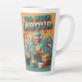 Taza De Café Latte Demasiado trabajo - Arte satírico feminista retro