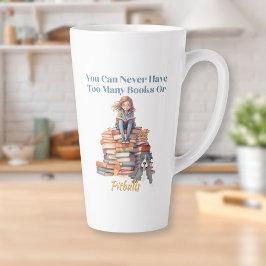 Taza De Café Latte Demasiados libros o Pitbulls