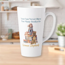 Taza De Café Latte Demasiados libros Pastor Alemán