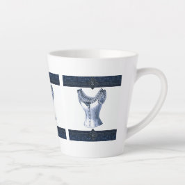 Taza De Café Latte Denim Blue Vintage Bustier