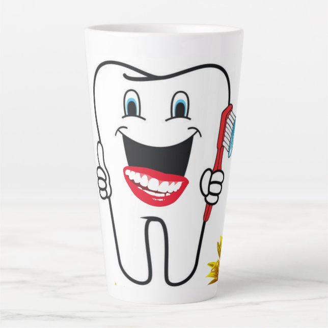 Taza De Café Latte Dentista de girasol Latte Mug (Anverso)