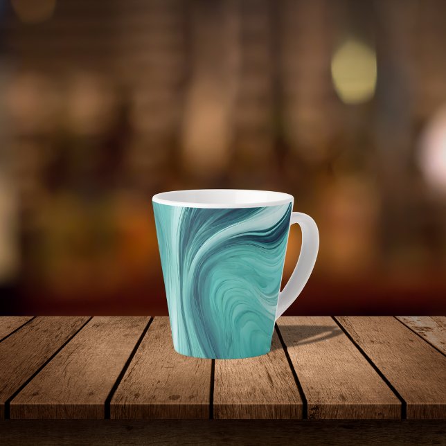 Taza De Café Latte Derrame de líquido verde azulado abstracto (Subido por el creador)