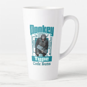 Taza De Café Latte Desarrollador Full-Stack de tipo mono, código se e