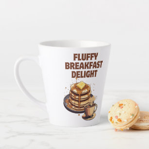 Taza De Café Latte Desayuno Fluffy Pancake Delight