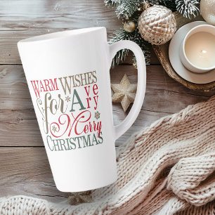Taza De Café Latte Deseos cálidos Tipografía Red/Green ID589