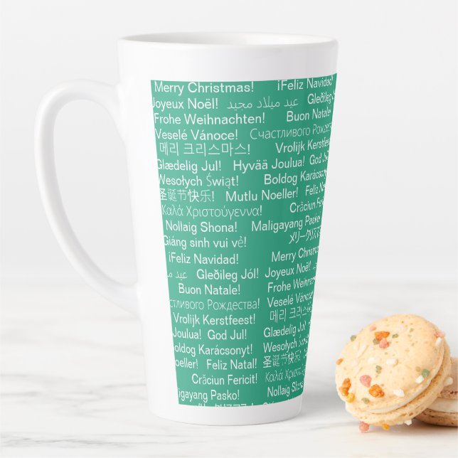 Taza De Café Latte Deseos navideños internacionales (In situ)