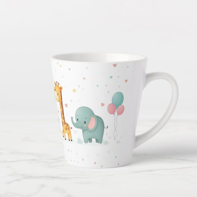 Taza De Café Latte Desfile de animales personalizados en Pastel - Dis (Derecha)