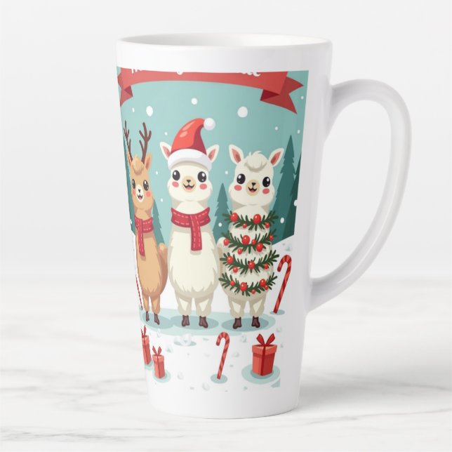 Taza De Café Latte Desfile de Llamas de Navidad  (Derecha)