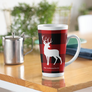 Taza De Café Latte Deslumbrado de búfalo rojo y ciervo blanco   Nombr