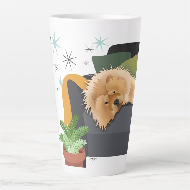 Taza De Café Latte DESPIERTO TEMPRANO - CHOW latte mug (Anverso)