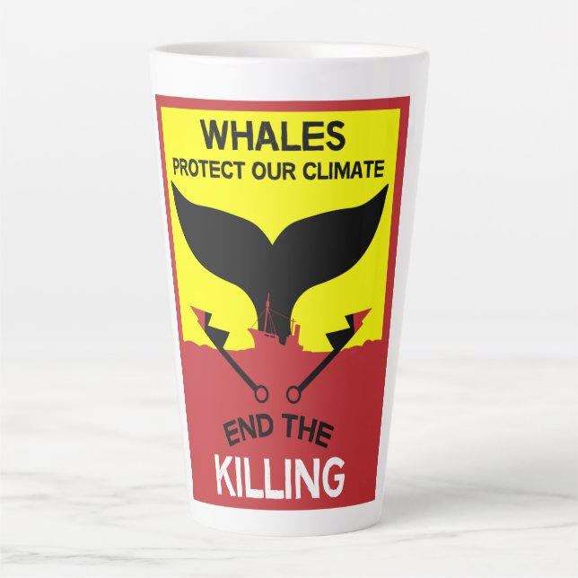 Taza De Café Latte Detener la caza de ballenas | Prohibición de la pr (Anverso)