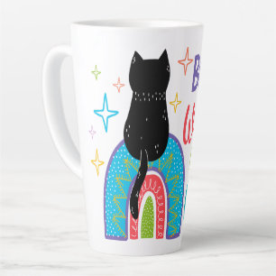 Taza De Café Latte Detrás De Cada Mujer Fuerte Está Su Gato
