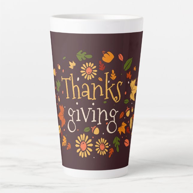 Taza De Café Latte Día de Acción de Gracias (Anverso)